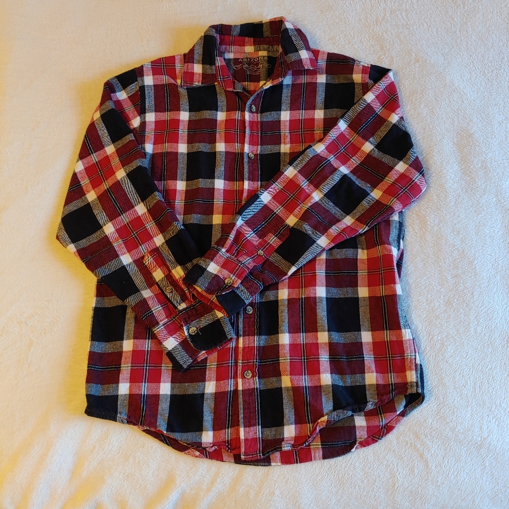 Arizona red and black plaid flannel - youth XL